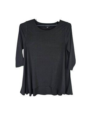 Womens Alfani Black 3/4 Sleeve High Low Hem Tunic Blouse Polyester Stretch XL